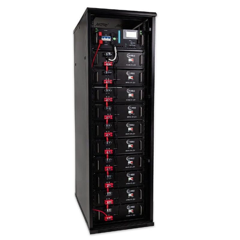 HUBBLE HV-512 Battery Rack – 512V / 51.2KW (10 Packs of 16 Cell LiFePO4 Battery Systems)